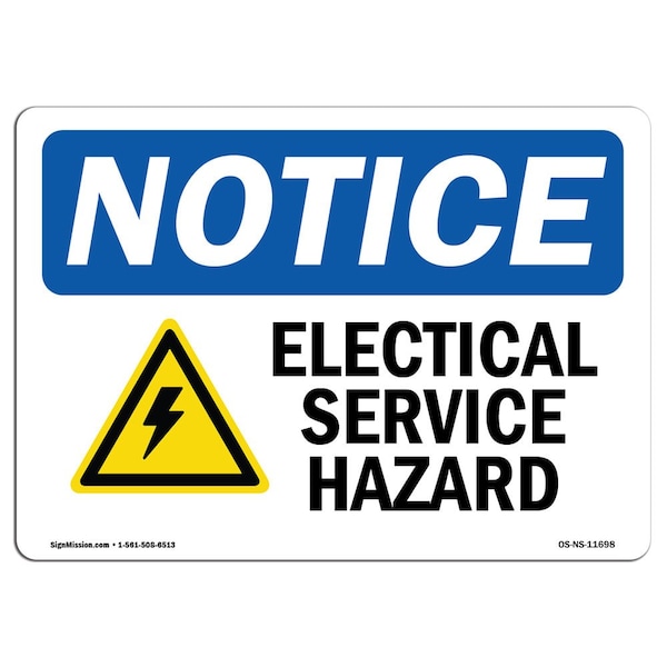 Safety Sign, OSHA Notice, 18" Height, 24" Width, Electrical Shock Hazard Sign With Symbol, Landscape